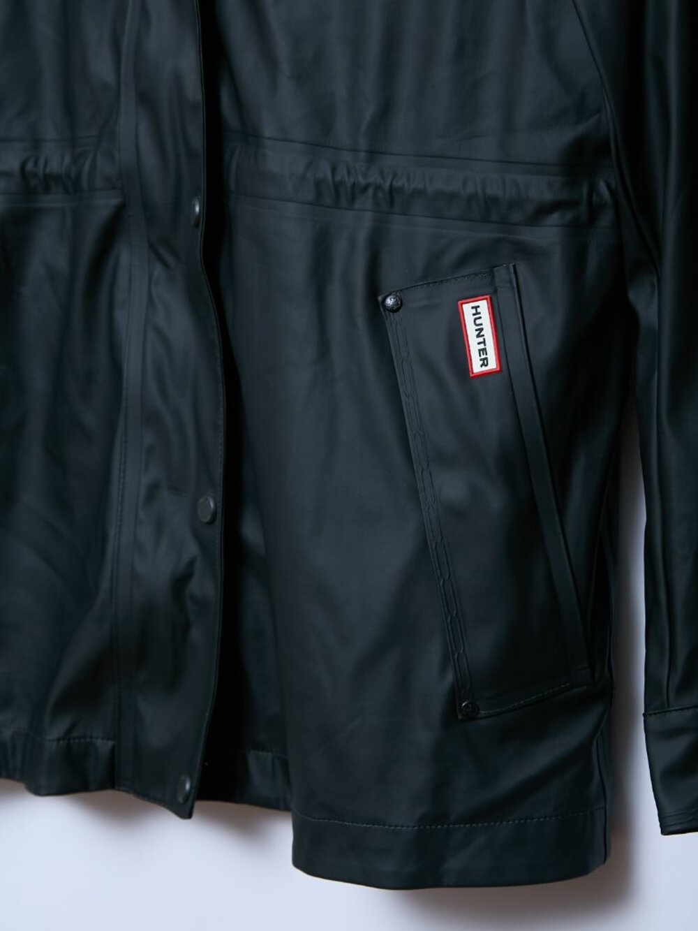 Hunter Abbey Short Rubberized Rain Jacket Raincoat Black Small *FLAWS* - Picture 10 of 15